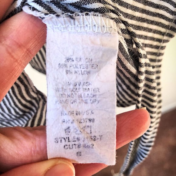 William B Grey/White Stripe Tie Front Crop Top (S) - Picture 4 of 4